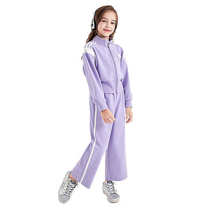 Casual Lilac & White Stripes 2Pcs Track Suit Set For Kids & Tweens - 5 - 6 Years Kids Clothing