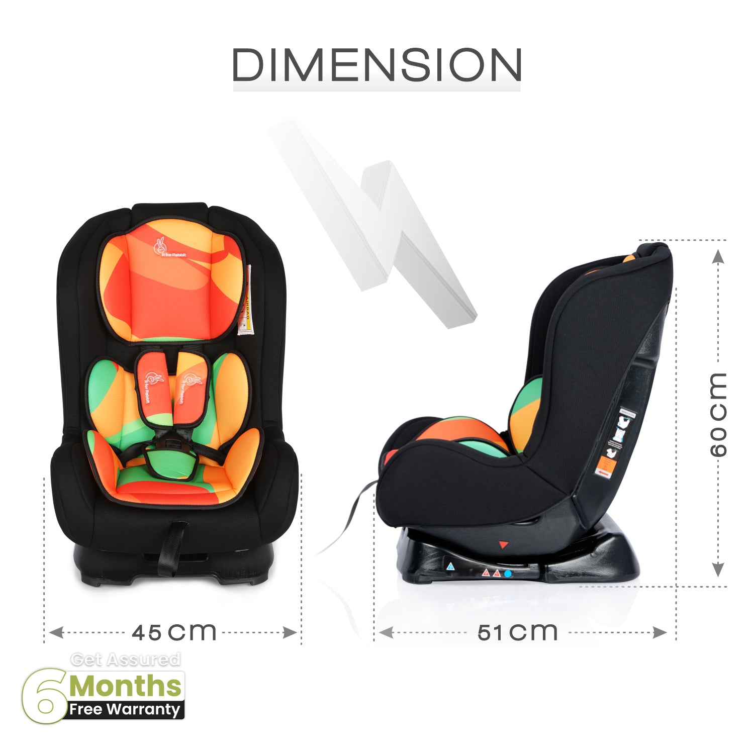 R for Rabbit Convertible Baby Car Seat Jack N Jill- Multicolor