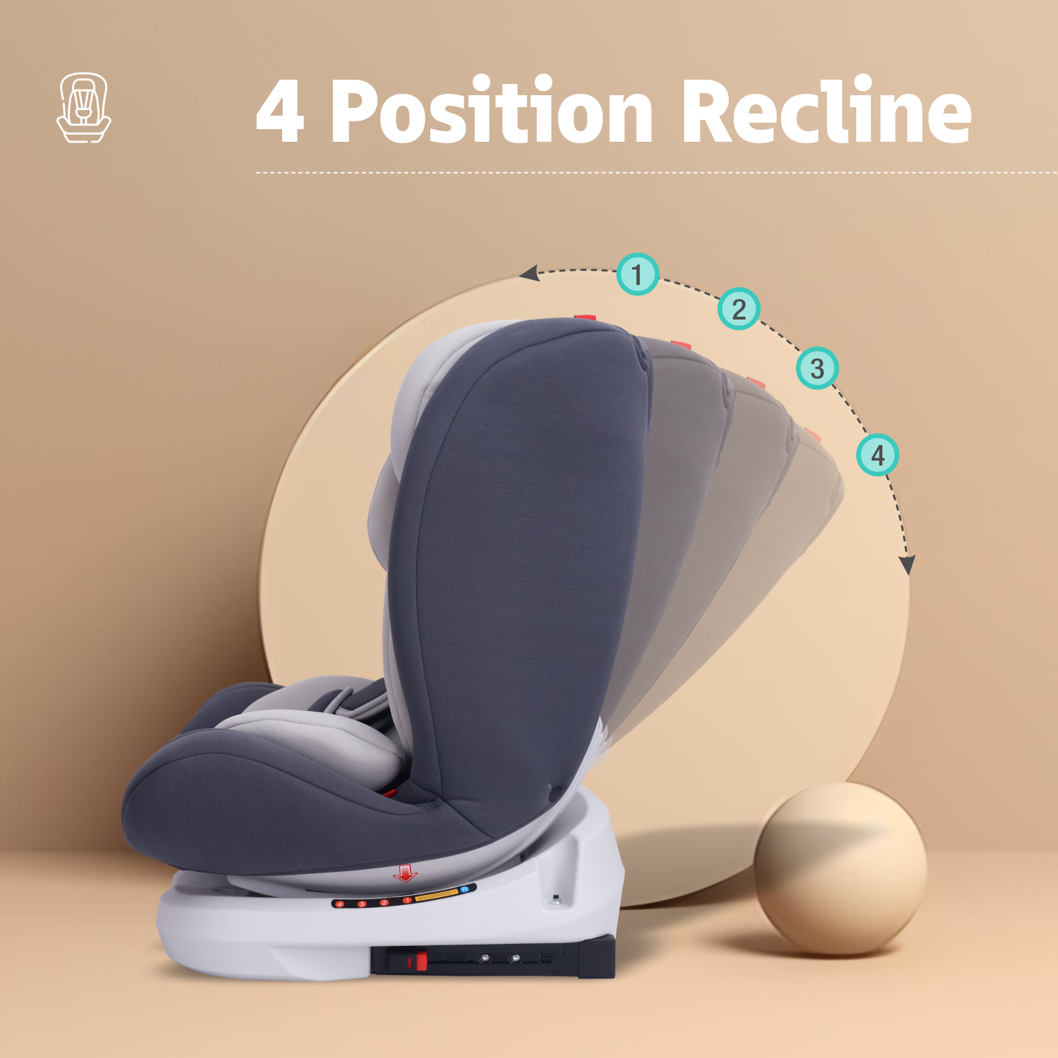 R for Rabbit Jack N Jill Grand ISOFIX Convertible Baby Car Seat for Kids- Grey