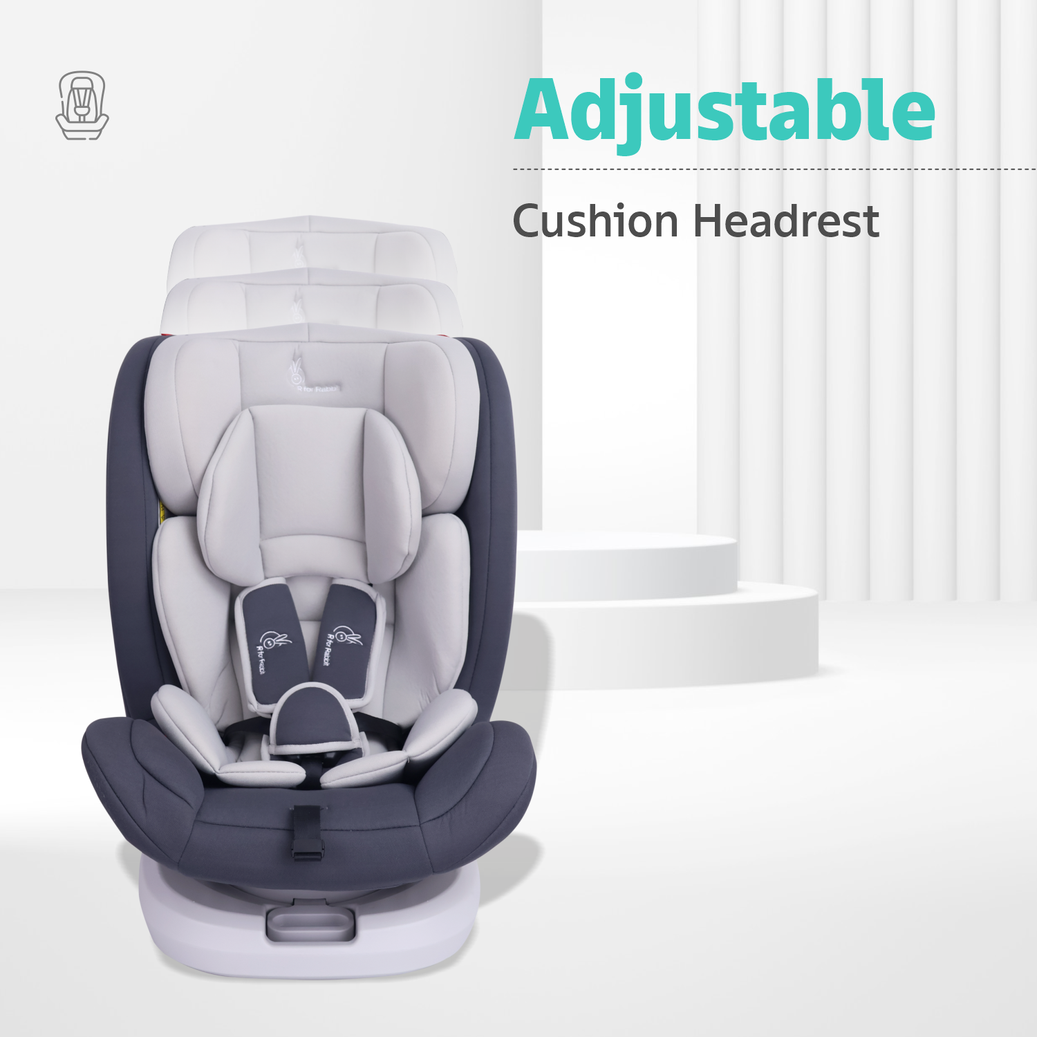 R for Rabbit Jack N Jill Grand ISOFIX Convertible Baby Car Seat for Kids- Grey