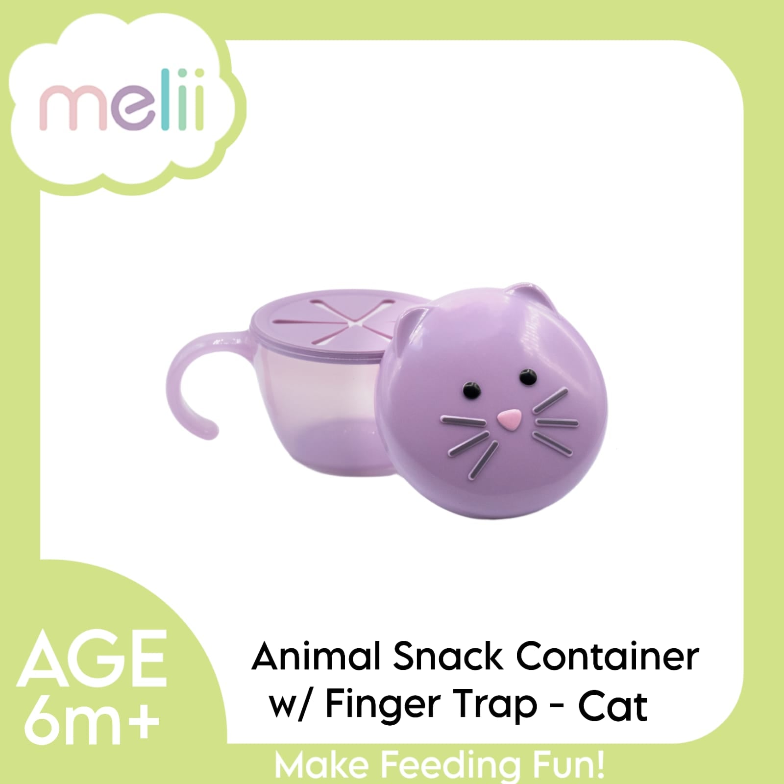 Melii  Snack Container with Finger Trap- Cat Purple
