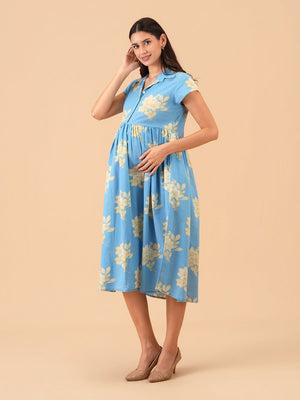 Celeste Pastels Maternity and Nursing Dress - S Maternity Casual Dress