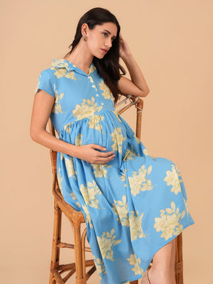 Celeste Pastels Maternity and Nursing Dress - S Maternity Casual Dress