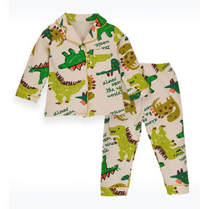 Chalk paint Dino soft Cotton Kids Nightsuit - 1 - 2 Years Nightsuits