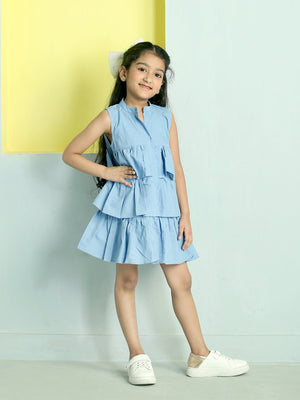 Chambray Blue Girls Casual Dress