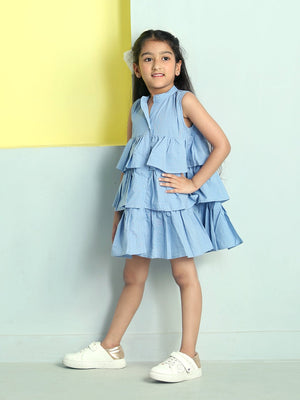 Chambray Blue Girls Casual Dress