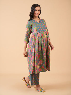 Chandrika Maternity and Nursing Kurta Set With Dupatta - S Maternity Ethnic Set
