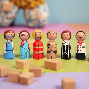 Channapatna Peg Dolls Community Helpers Set | The Mom Store - Educational Toys