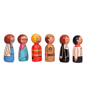 Channapatna Peg Dolls Community Helpers Set | The Mom Store - Educational Toys