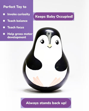 Channapatna Toys Wooden Penguin Roly Poly Toy | The Mom Store - Baby & Toddler