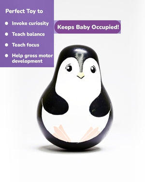 Channapatna Toys Wooden Penguin Roly Poly Toy | The Mom Store - Baby & Toddler