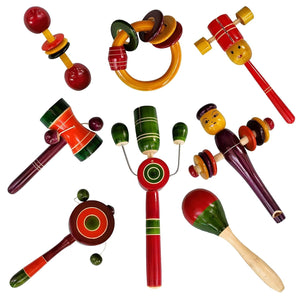 Channapatna Wooden Baby Rattles Set | The Mom Store - Baby Gift Sets