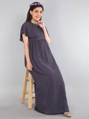 Charcoal Grey with Sequins Maternity Gown - DRS-CHGRY-S