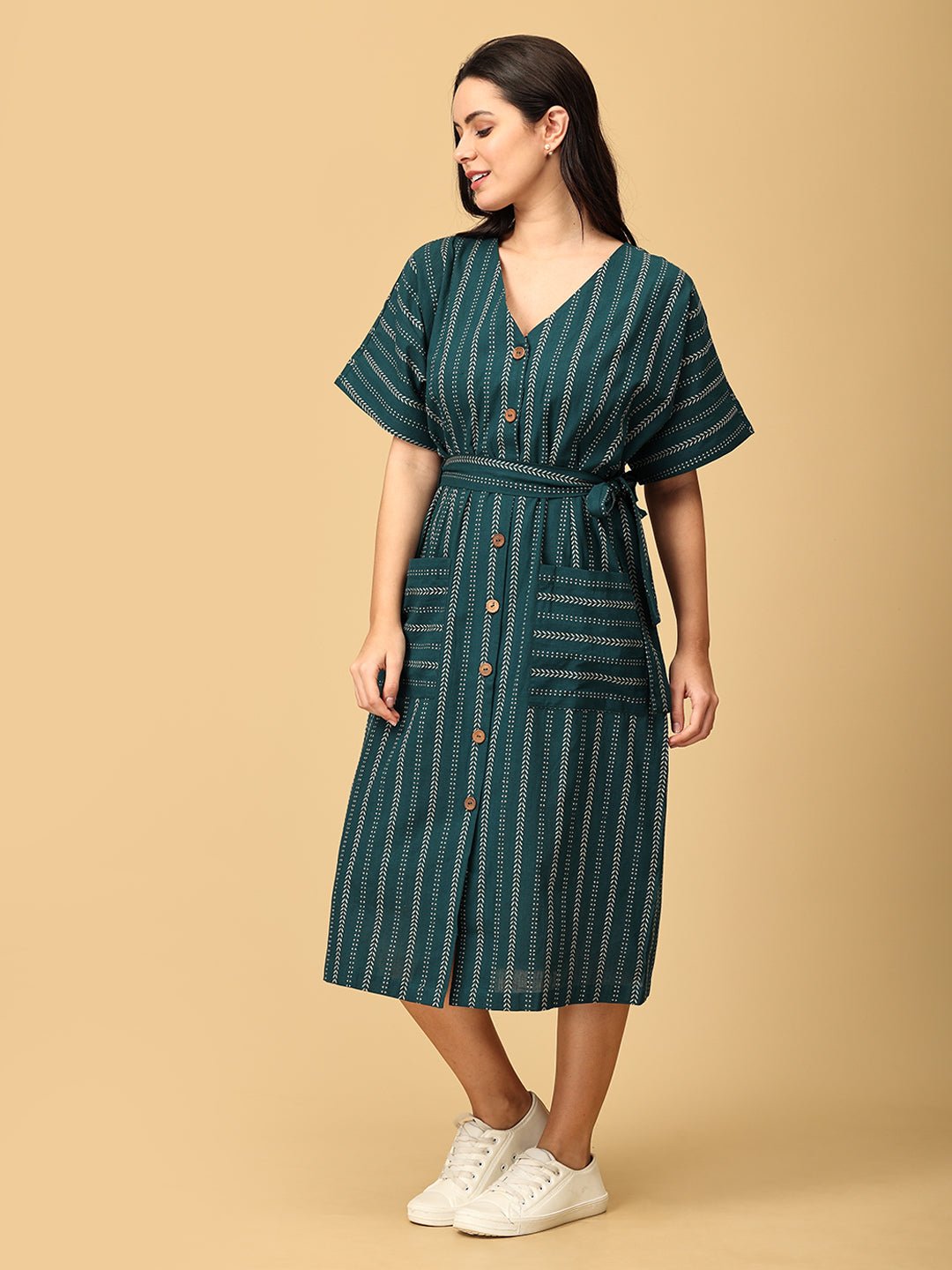 Chartreuse Chic Women's Handloom Dress - WDRS - SK - CHTC - XS