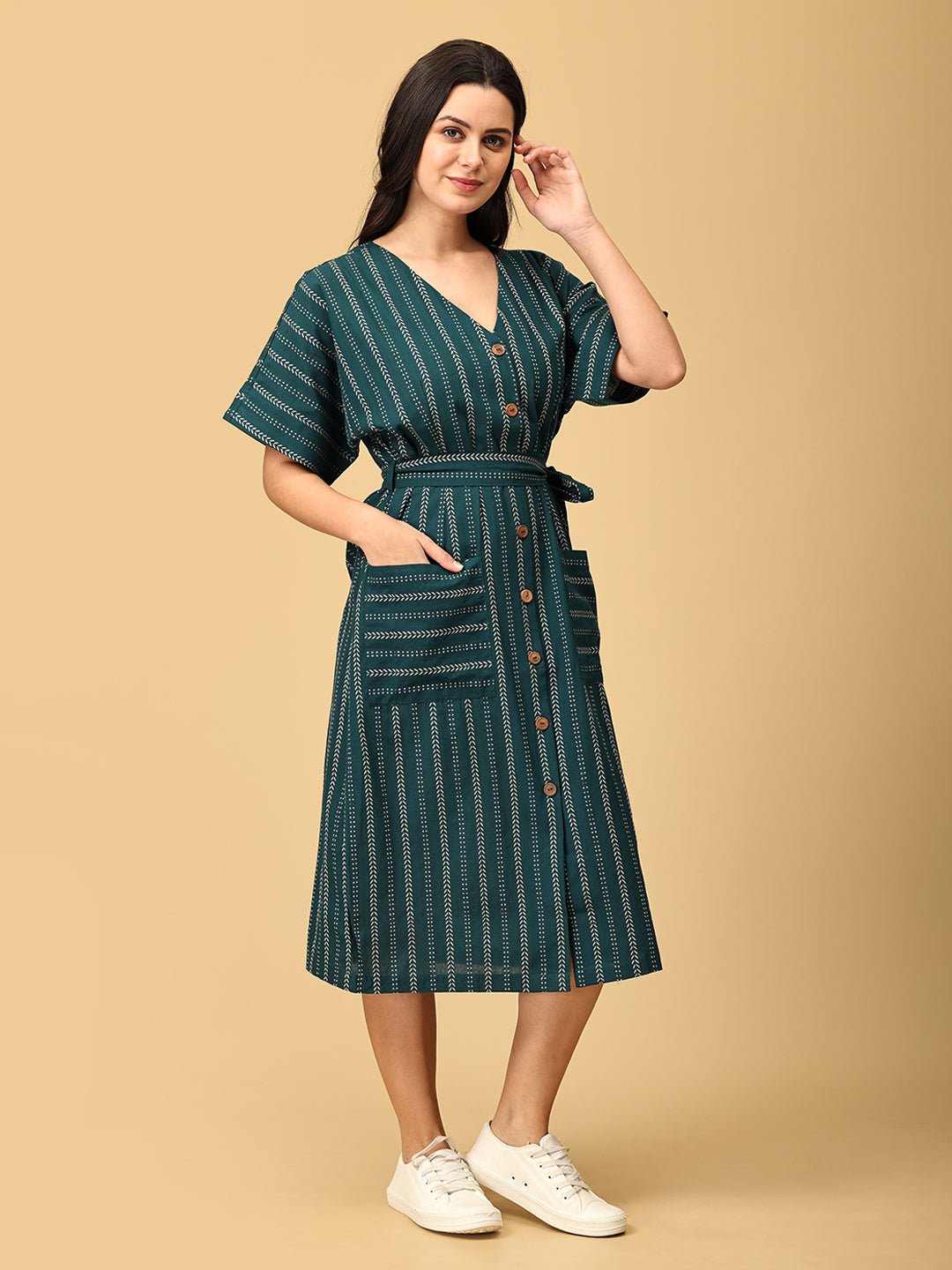 Chartreuse Chic Women's Handloom Dress - WDRS - SK - CHTC - XS