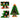 Checkered Shelf Green Wooden Christmas Tree with Mini Figurines - XMAS TABLE DECOR