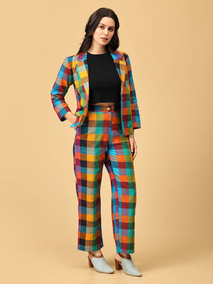 Checkmate Chic Women's Trouser and Jacket Set - WES - SK - CHKM - S