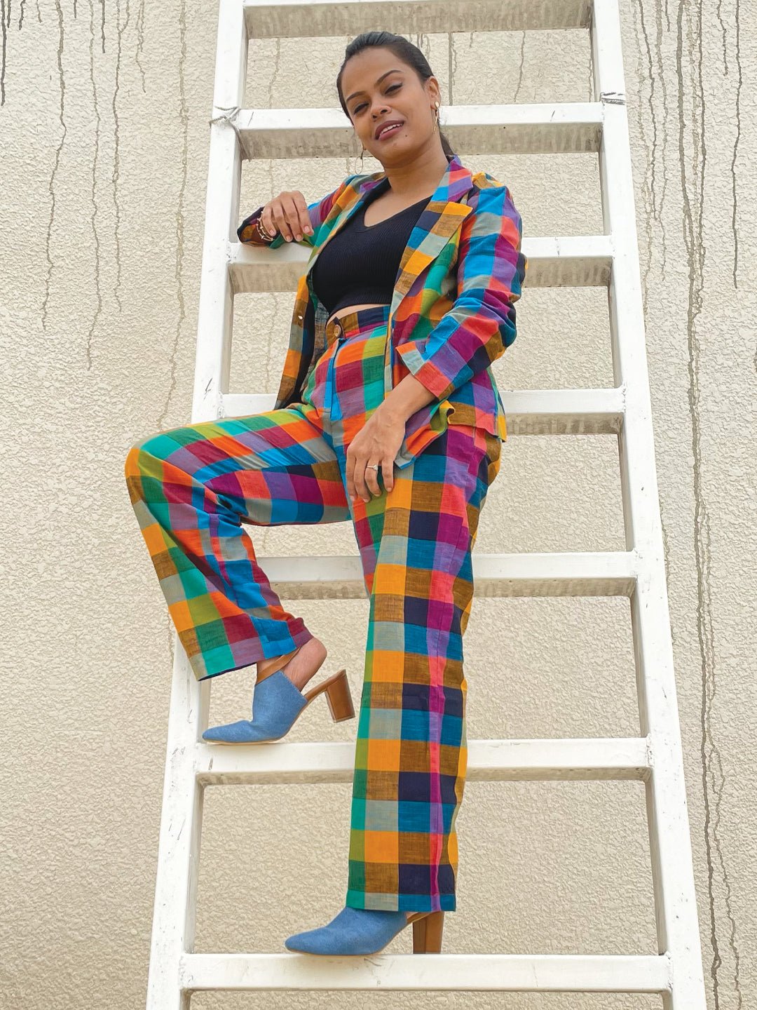 Checkmate Chic Women's Trouser and Jacket Set - WES - SK - CHKM - S