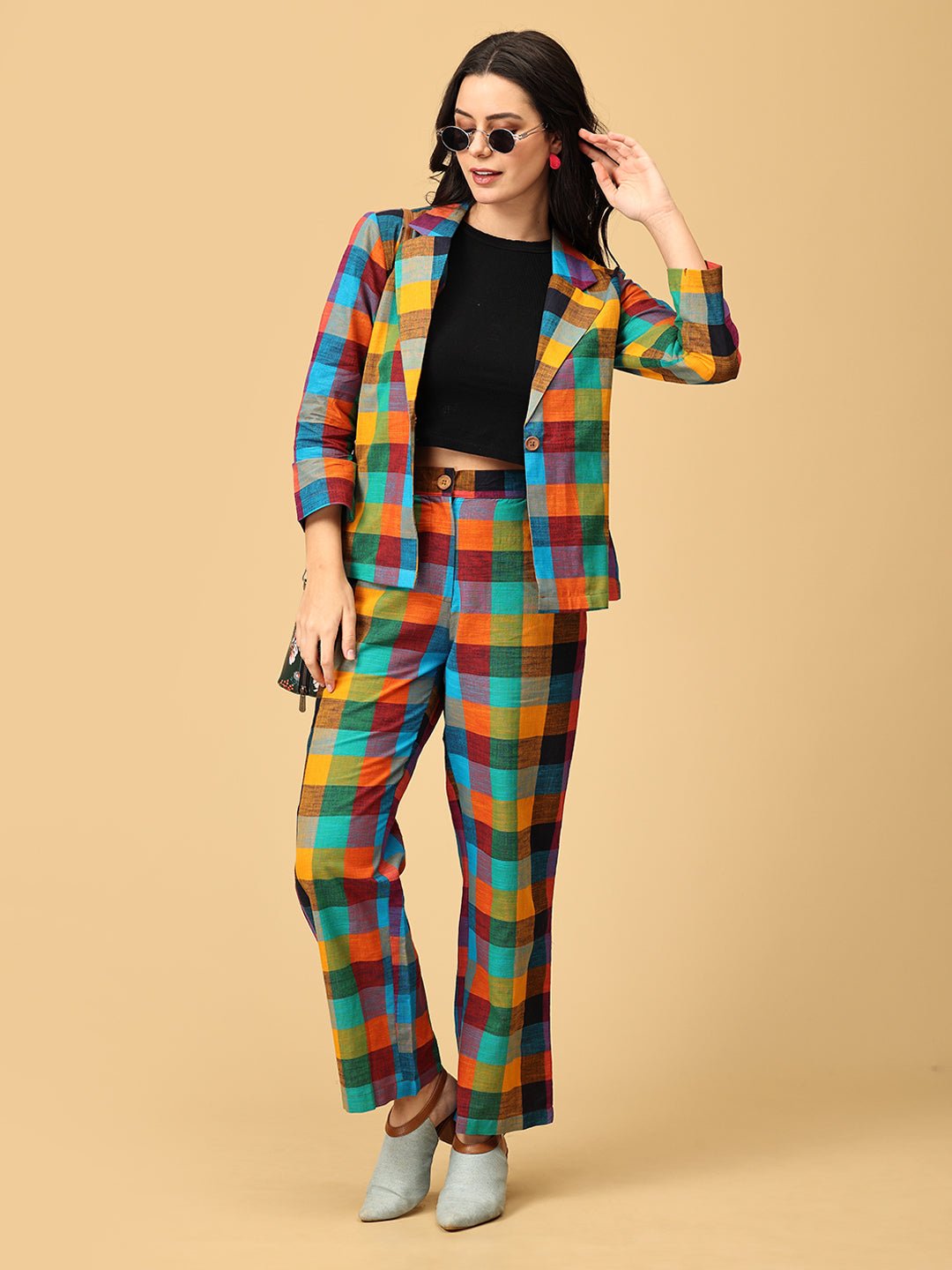 Checkmate Chic Women's Trouser and Jacket Set - WES - SK - CHKM - S