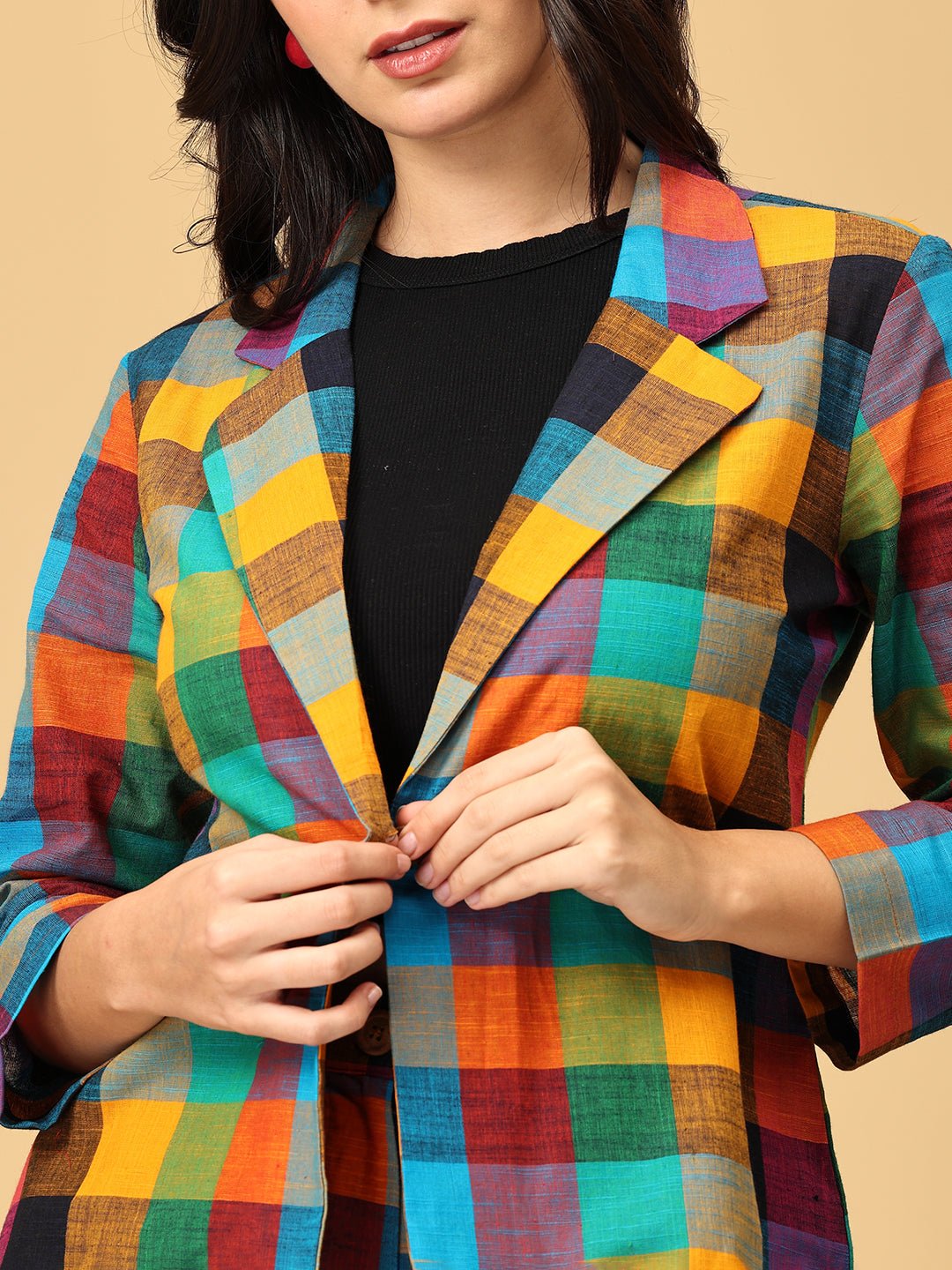 Checkmate Chic Women's Trouser and Jacket Set - WES - SK - CHKM - S