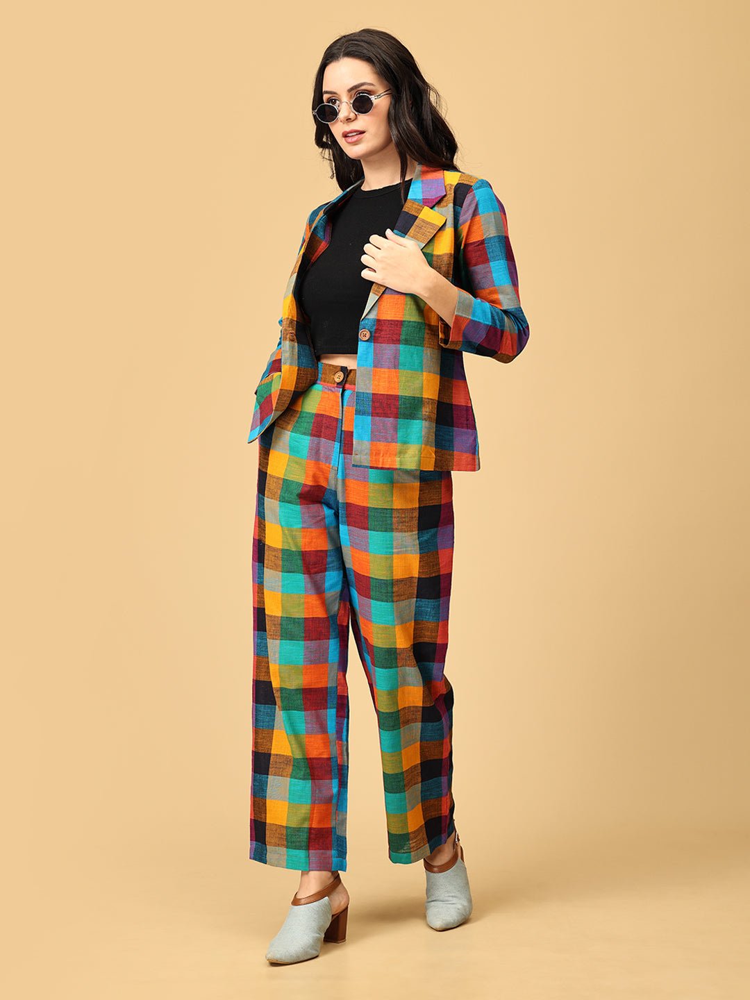 Checkmate Chic Women's Trouser and Jacket Set - WES - SK - CHKM - S