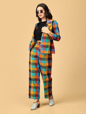 Checkmate Chic Women's Trouser and Jacket Set - WES - SK - CHKM - S