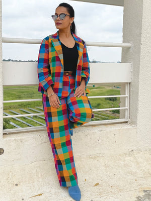Checkmate Chic Women's Trouser and Jacket Set - WES - SK - CHKM - S