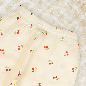 Cherry print soft Mulsin organic Cotton Kids Nightsuit - Little Surprise BoxCherry print soft Mulsin organic Cotton Kids Nightsuit