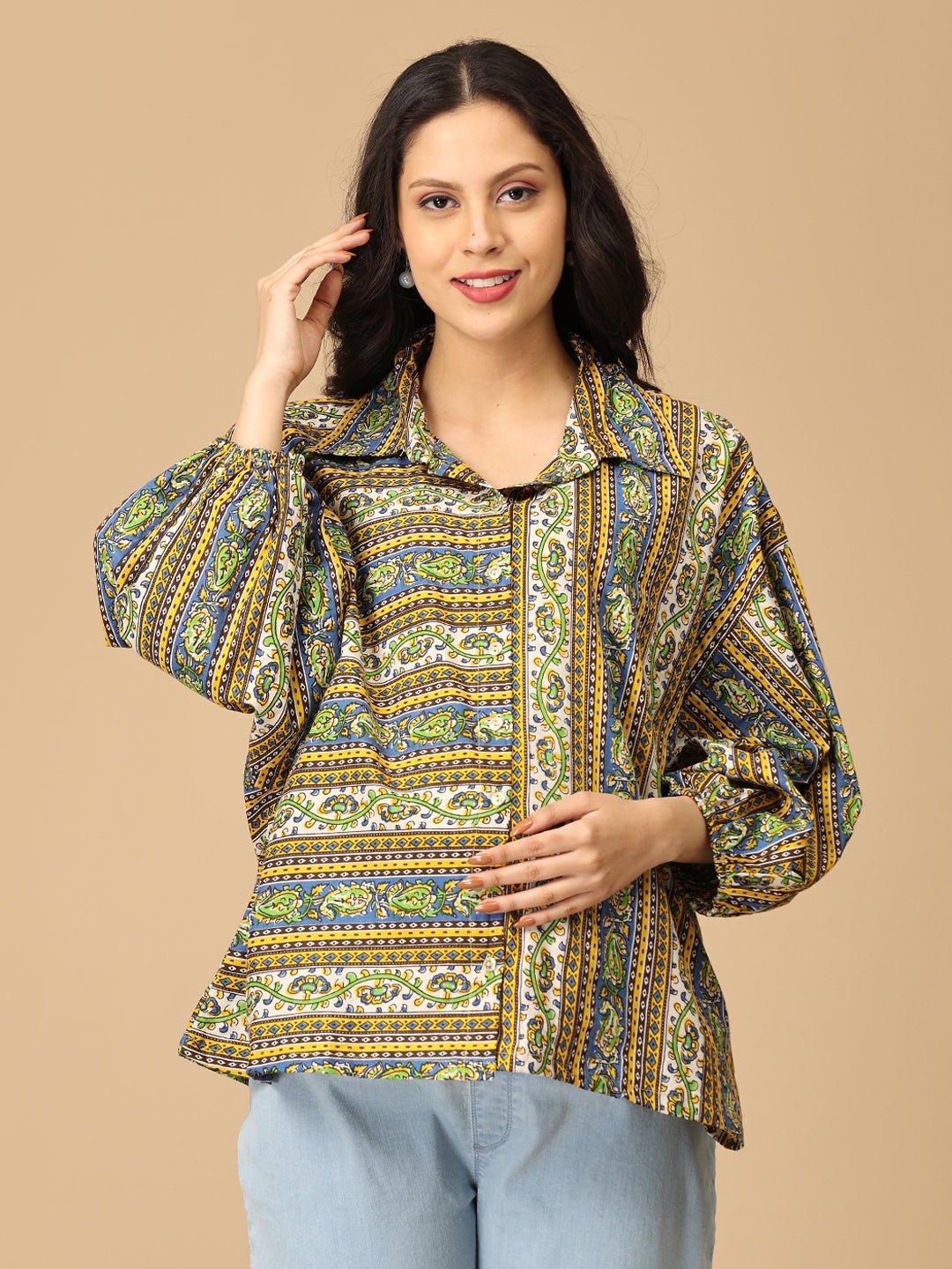 Chitrakriti Maternity and Nursing Oversized Shirt - MAT - SF - CTKRT - S