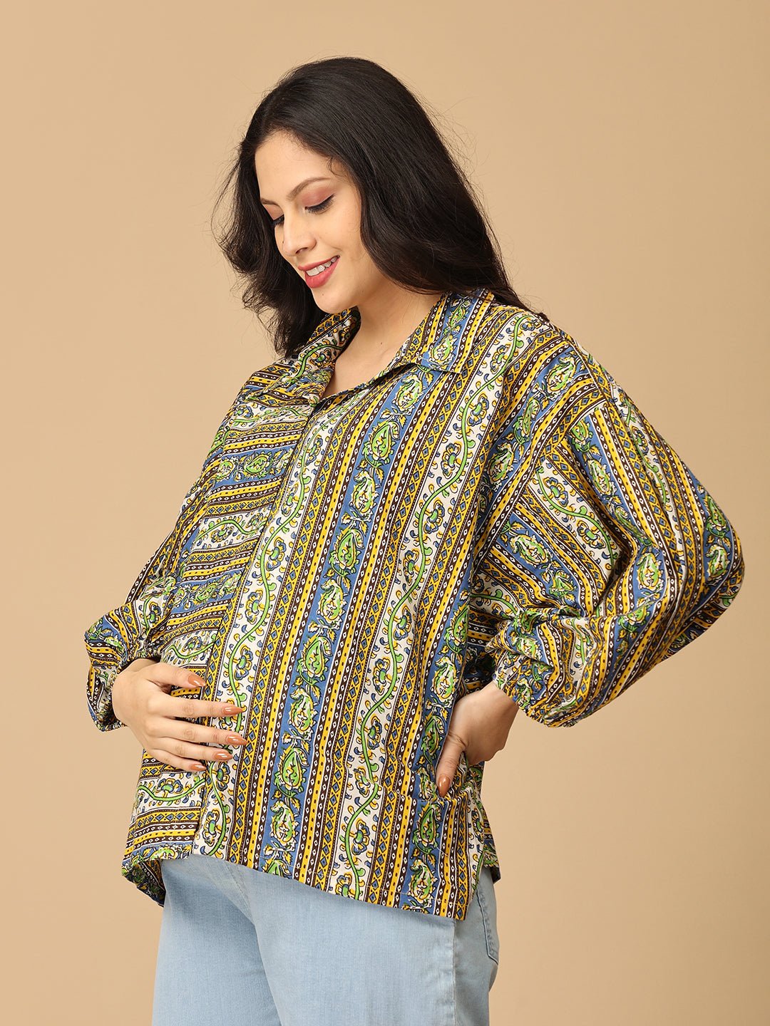Chitrakriti Maternity and Nursing Oversized Shirt - MAT - SF - CTKRT - S