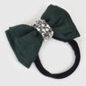 CHOKO Adjustable Bow Hair Band with Pearls and Silver Crystals - Green - CHK203NBG