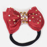CHOKO Adjustable Bow Hair Band with Pearls and Silver Crystals - Red - CHK203MDOT