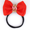 CHOKO Adjustable Bow Hair Band with Pearls and Silver Crystals - Red - CHK203NBR