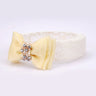 CHOKO Adjustable Lace Bow Hair Band with Pearls and Silver Crystals - White - CHK203YEL