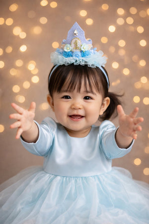 Choko Babies 1st Birthday Crown Hair Band - Blue Glitter | Kids Party Hair Hair Accessory - Gift Hair Accessories