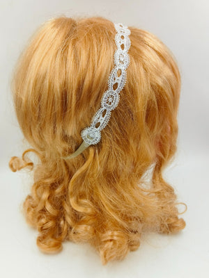 Choko - Babies Cotton Stretchable Headbands - Sequin and Rhinestones - Off White & Brown - CHK572