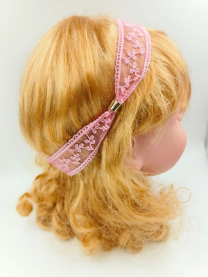 Choko - Babies Organza Stretchable Headbands - Metallic Fabric and Felt - Pink, Purple & Orange - CHK574