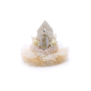 Choko Baby Girls 1st Birthday Crown Hair Band - Cream Gold | Kids Party Hair Accessory - Gift Hair Accessories