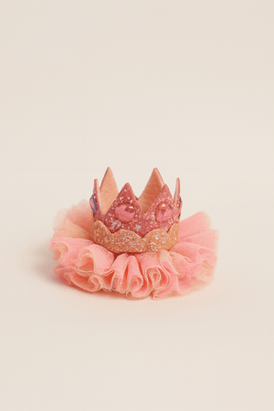 Choko Baby Girls Birthday Crown Headband - Pink with Jewels & Gold Bow | Party Hair Accessory - Gift Hair Accessories
