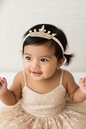 Choko Baby Girls Birthday Crown Headband - Silver Pearl Star | Kids Party Hair Accessory - Gift Hair Accessories