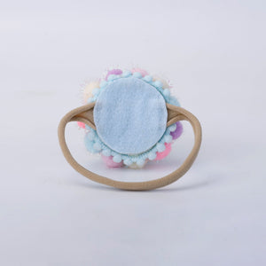 Choko Baby Girls Birthday Party Hat Headband - Blue Glitter Pom Poms | Kids Party Wear - Gift Hair Accessories