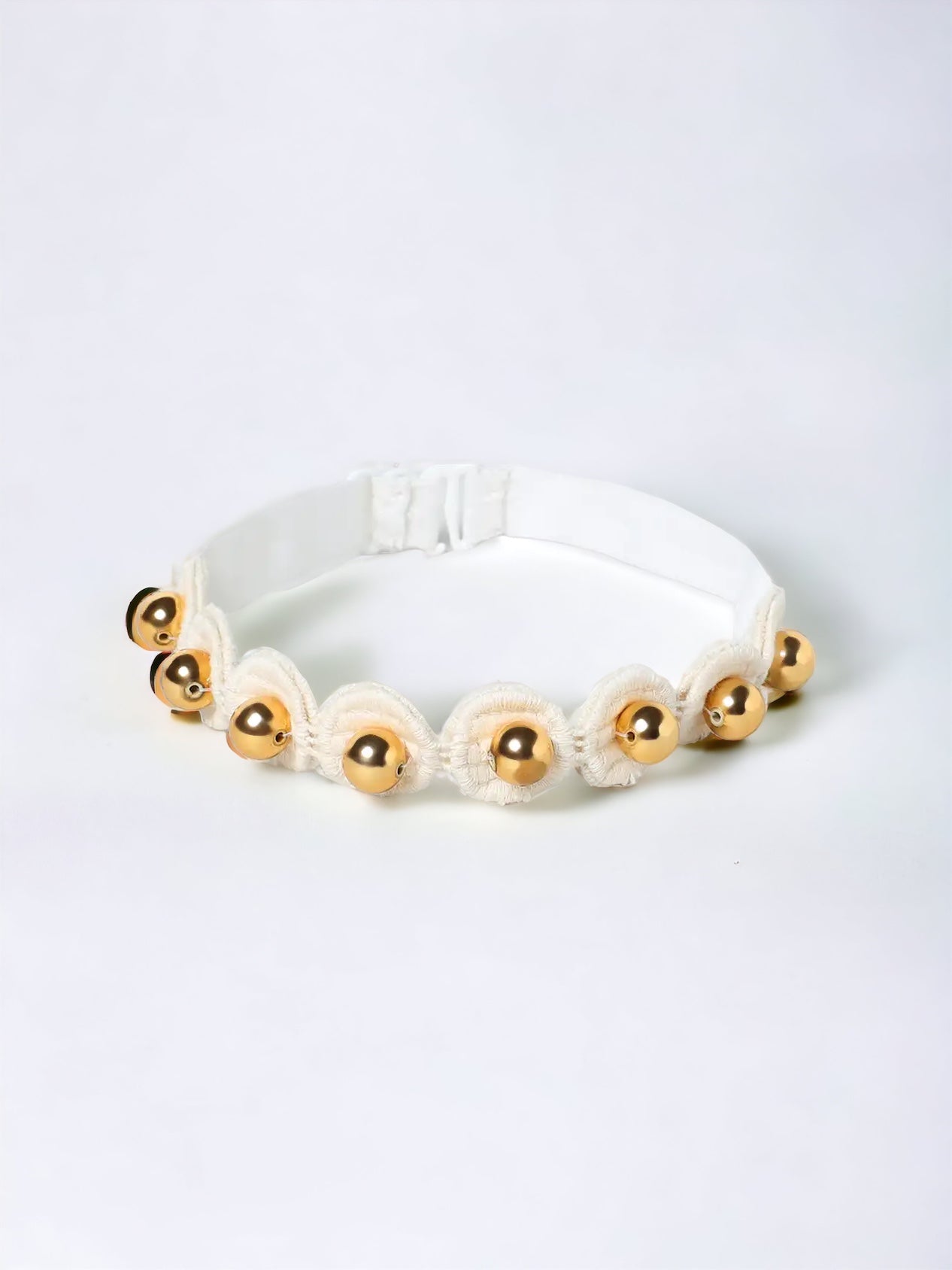 CHOKO Beads Detailing Headband - White & Gold - CHK014