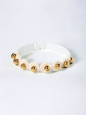 CHOKO Beads Detailing Headband - White & Gold - CHK014
