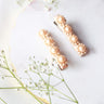 CHOKO Beige Embellished Floral Hairclips - (Set of 2) - Handmade - CHK209