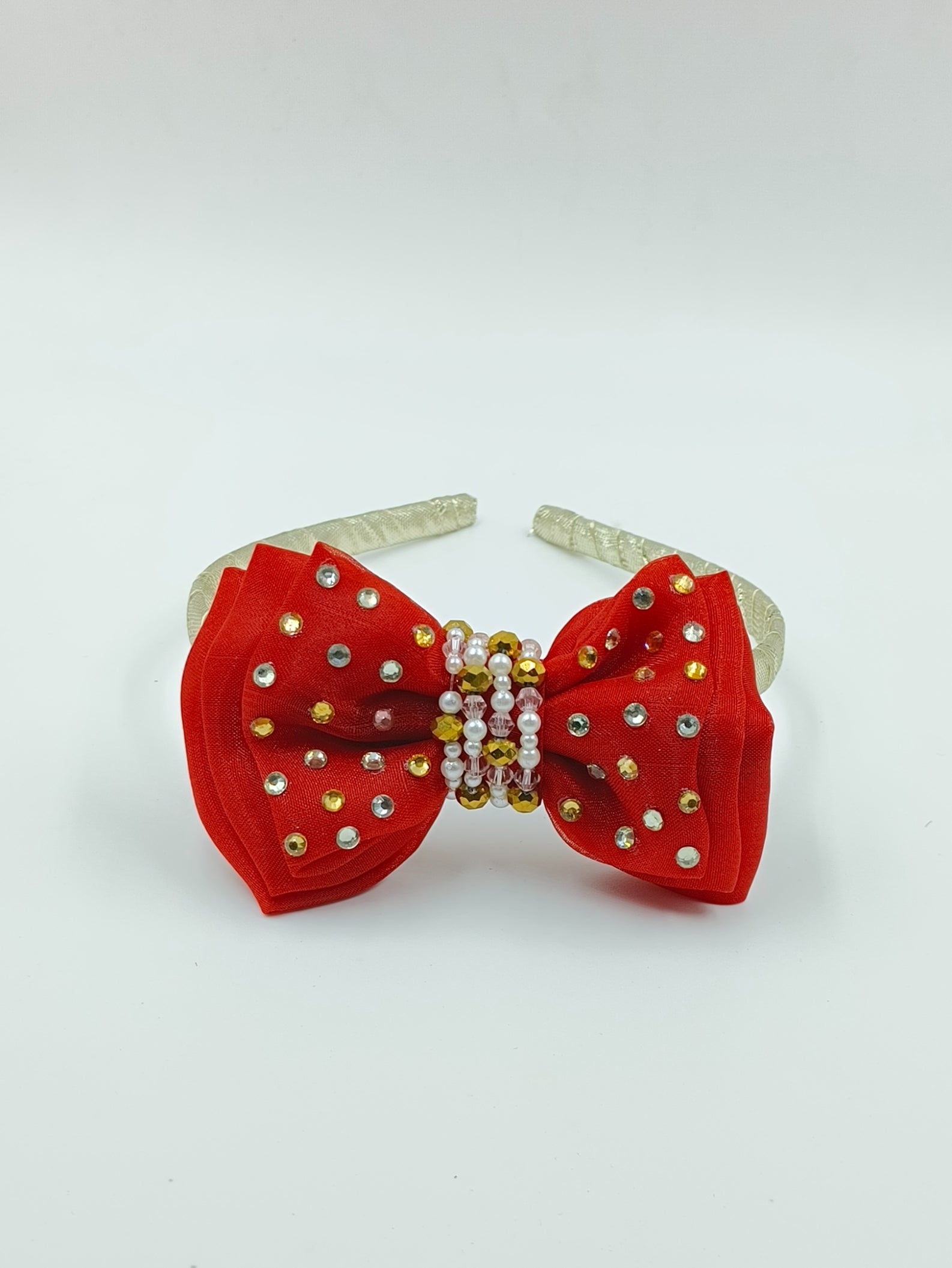 CHOKO Bow Hairband - Red, Gold - 240CHK30