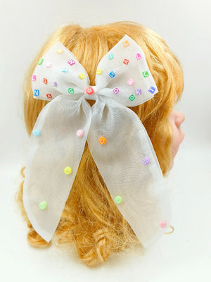 CHOKO Bow Hairclip for Girls - Floral Embellishments - White, Multi - 235CHK82