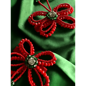 CHOKO Butterfly Beaded Hairclip - Red, Green - 240CHK31