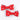 CHOKO Crimson Printed Fabric Bow Hairclip Set - Set of Two Hairclips (Red, Blue, White) - 235CHK07