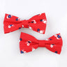 CHOKO Crimson Printed Fabric Bow Hairclip Set - Set of Two Hairclips (Red, Blue, White) - 235CHK07