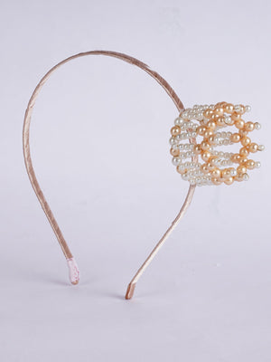 CHOKO Crown Hair Band for Girls - White & Brown - Nexc06
